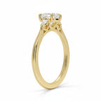 My Store 4 18K solid gold three stone lab diamond engagement ring with a polished band and trilogy setting