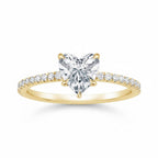 My Store 4 heart-cut diamond engagement ring in 18K yellow gold with a micro-pavé band and protective V-prong setting.