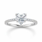 My Store 4 heart-cut diamond engagement ring with micro-pavé band in polished white gold