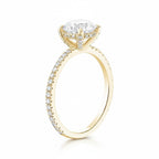 My Store 4 heart cut diamond engagement ring in 18K yellow gold with micro-pavé band and protective V-prong setting