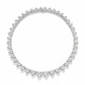 My Store 4 heart-cut diamond eternity tennis necklace in 18K white gold with a continuous point-outward setting.