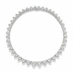My Store 4 heart-cut diamond eternity tennis necklace in 18K white gold with a continuous point-outward setting.