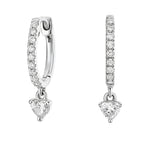 My Store 4 Roxane 18K gold drop earrings featuring a heart-shaped lab-grown diamond pendant on a pavé hoop.