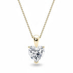 My Store 4 heart-cut diamond solitaire pendant necklace in 18K yellow gold with a delicate cable chain.