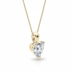 My Store 4 heart-cut diamond solitaire pendant necklace in 18K yellow gold with a delicate cable chain.