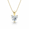 My Store 4 heart-cut diamond solitaire pendant necklace in 18K yellow gold with a delicate cable chain.