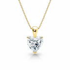 My Store 4 heart-cut diamond solitaire pendant necklace in 18K yellow gold with a delicate cable chain.