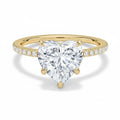My Store 4 18K solid gold solitaire ring featuring a heart-shaped lab-grown diamond with a pavé-set diamond band.