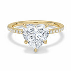 My Store 4 18K solid gold solitaire ring featuring a heart-shaped lab-grown diamond with a pavé-set diamond band.