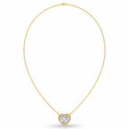 My Store 4 heart-cut diamond pendant necklace with a micro-pave halo on a delicate 18K yellow gold cable chain.