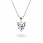 My Store 4 heart-cut diamond solitaire pendant necklace in 18K yellow gold with a delicate cable chain.