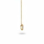 My Store 4 heart-cut diamond pendant necklace in 18K yellow gold with a floating bail-free side profile view.