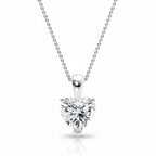 My Store 4 heart-cut diamond solitaire pendant necklace in white gold on a delicate cable chain.
