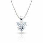 My Store 4 heart-cut diamond solitaire pendant necklace in white gold with a delicate cable chain.