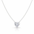 My Store 4 heart-cut diamond solitaire pendant necklace in white gold with a bail-free floating chain design.