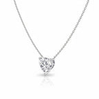 My Store 4 heart-cut diamond solitaire pendant necklace in white gold with a bail-free floating setting on a fine chain.