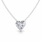 My Store 4 heart-cut diamond solitaire pendant necklace in white gold with a bail-free floating chain design.
