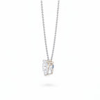 My Store 4 heart-cut diamond solitaire pendant necklace in white gold with a bail-free floating setting on a cable chain