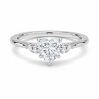 My Store 4 18K solid gold three stone engagement ring featuring a heart-shaped lab-grown diamond center