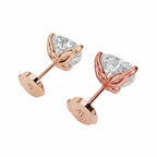 My Store 4 18K solid gold heart-shaped lab-grown diamond stud earrings with a polished rose gold setting.