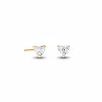 My Store 4 18K solid gold stud earrings featuring 1 carat heart-shaped lab-grown diamonds in a classic setting.