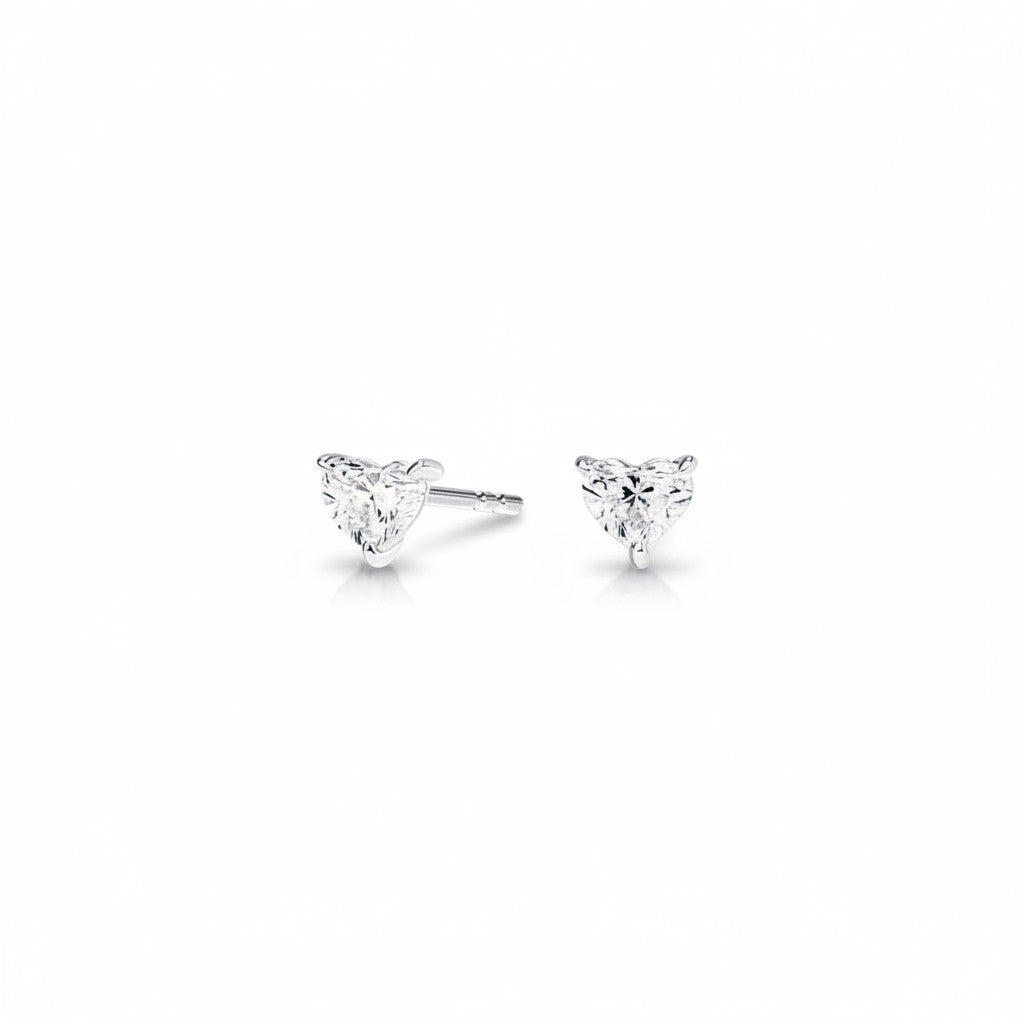 My Store 4 18K solid gold heart-shaped stud earrings featuring 1 carat total weight lab-grown diamonds.