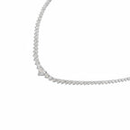 My Store 4 heart center solitaire diamond tennis necklace in white gold with a brilliant round diamond strand.