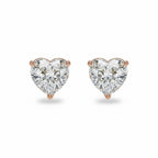 My Store 4 18K solid gold stud earrings featuring 2 carat heart-shaped lab-grown diamonds with brilliant sparkle.