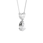 My Store 4 diamond pendant necklace featuring a heart-cut and pear-cut diamond drop in white gold with V-prong settings.