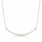 My Store 4 large smile diamond necklace in 18K yellow gold with pavé-set diamonds and T-bar end accents.
