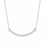 My Store 4 large smile diamond necklace in 18K gold with pavé-set diamonds and T-bar ends on a delicate trace chain.