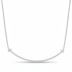My Store 4 large smile diamond necklace featuring a curved pavé bar with T-bar ends in polished white gold.