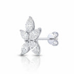 My Store 4 floral stud earring featuring five marquise-cut diamonds arranged in a petal blossom design in white gold.
