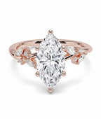 My Store 4 18K solid gold engagement ring featuring a 2.5ct marquise lab-grown diamond with sparkling side stones.