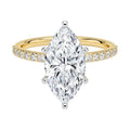 My Store 4 18K solid gold marquise solitaire ring with pavé diamond band and central lab-grown diamond
