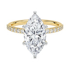 My Store 4 18K solid gold marquise solitaire ring with pavé diamond band and central lab-grown diamond