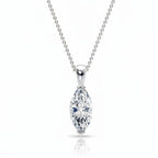 My Store 4 marquise-cut diamond solitaire pendant on a delicate white gold cable chain with protective V-prongs.