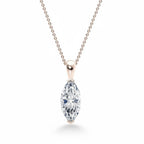 My Store 4 marquise diamond solitaire pendant necklace in 18K yellow gold with protective dual V-prong settings.