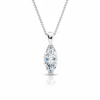 My Store 4 marquise diamond solitaire pendant necklace in white gold with dual V-prong settings on a fine cable chain.
