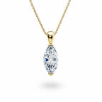 My Store 4 marquise-cut diamond solitaire pendant necklace in 18K yellow gold with protective dual V-prong settings.