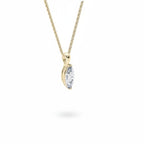 My Store 4 marquise diamond solitaire pendant in 18K yellow gold with dual V-prong settings on a fine cable chain.