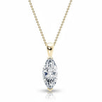 My Store 4 marquise-cut diamond solitaire pendant in 18K yellow gold with protective V-prongs on a fine cable chain.