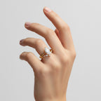 My Store 4 18K solid gold Antoinette marquise lab-grown diamond ring set worn on a woman's hand