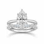 My Store 4 18K solid gold marquise-cut lab-grown diamond ring set with a matching diamond-accented band