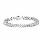 My Store 4 marquise cut diamond tennis bracelet in white gold with a secure box clasp and fluid link design.