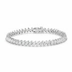 My Store 4 marquise cut diamond tennis bracelet in white gold with a secure box clasp and fluid link design.