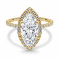 My Store 4 18K solid gold marquise cut lab diamond ring with a halo and pavé setting for elegant bridal style.