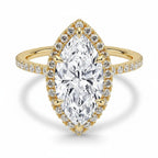 My Store 4 18K solid gold marquise cut lab diamond ring with a halo and pavé setting for elegant bridal style.