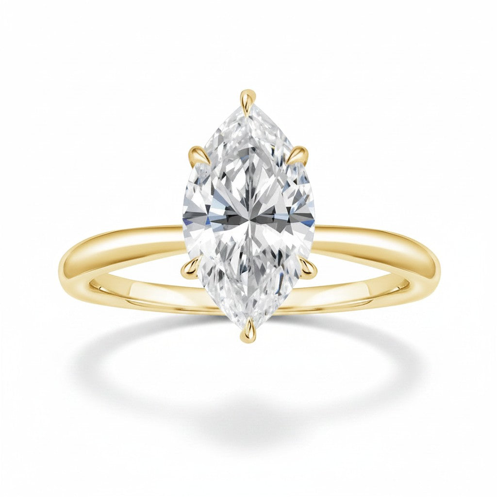 My Store 4 18K solid gold ring featuring a marquise-cut lab-grown diamond in a classic solitaire setting.