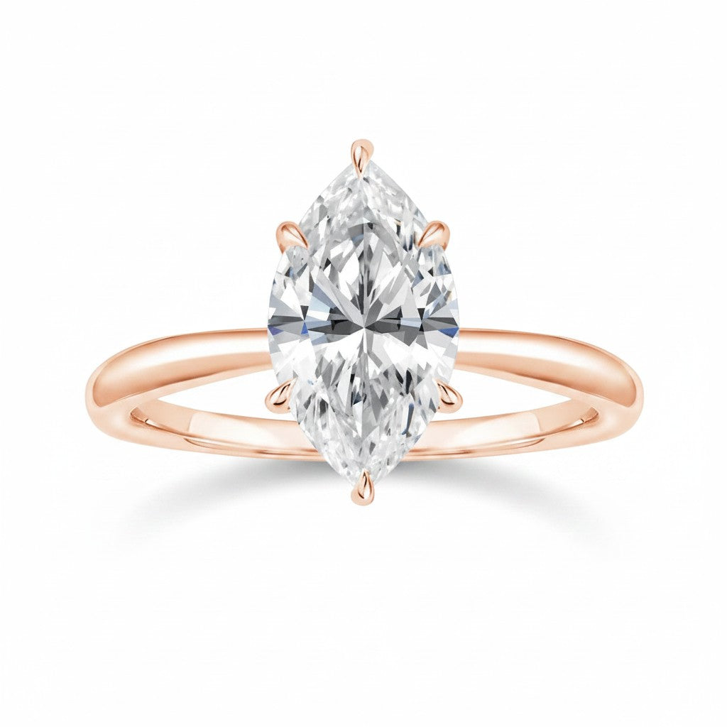 My Store 4 18K solid gold ring featuring a brilliant marquise-cut lab-grown diamond in a classic solitaire setting.